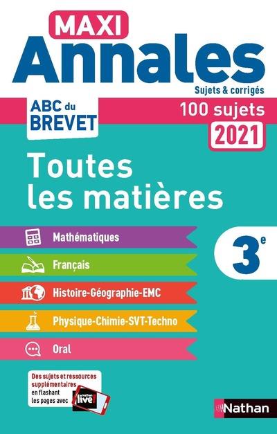 Maxi annales brevet 3e 2021 - corrige