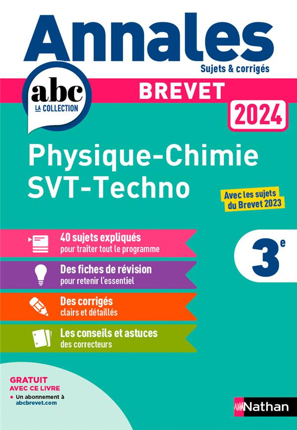 Annales brevet physique chimie - svt - techno 2024 - corrige
