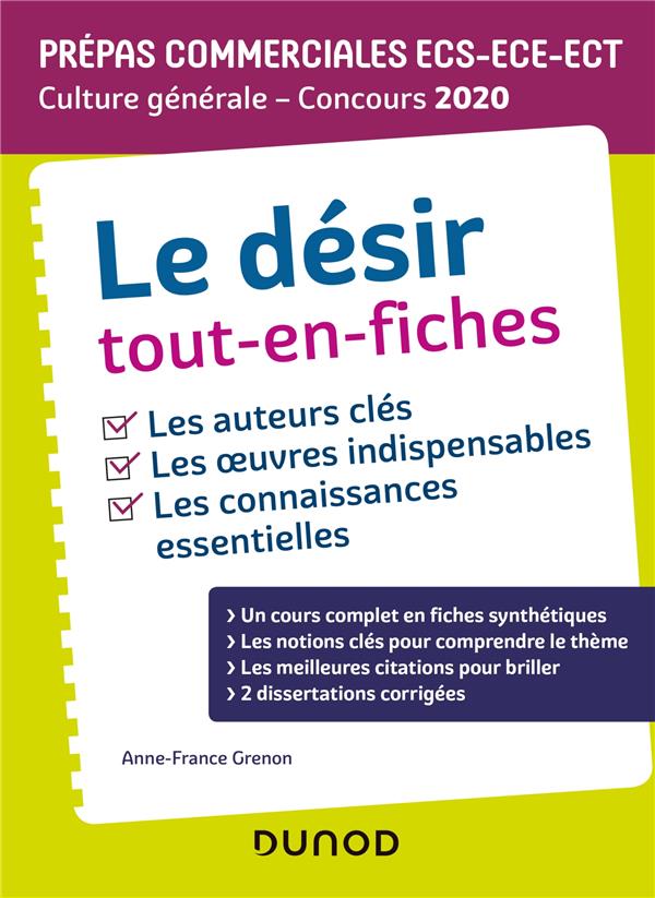 Le desir tout-en-fiches - prepas commerciales ecs-ece-ect - culture generale - concours 2020