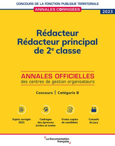 REDACTEUR. REDACTEUR PRINCIPAL DE 2E CLASSE 2023 - ANNALES OFFICIELLES DES CENTRES DE GESTION ORGANI