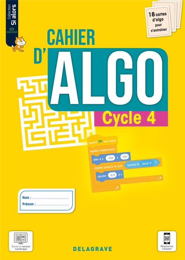 CAHIER D'ALGO CYCLE 4 (2021) - CAHIER ELEVE