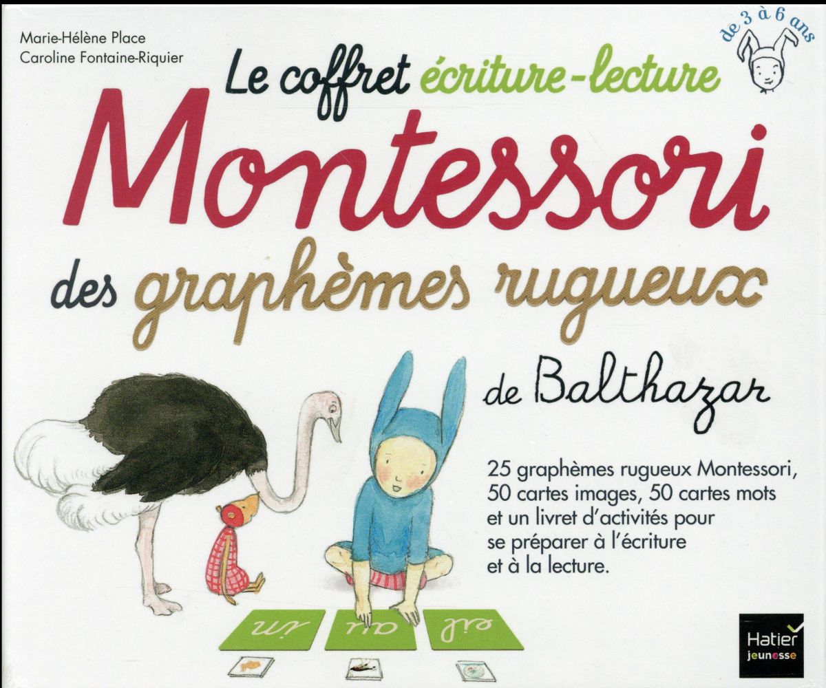 Le coffret ecriture-lecture montessori des graphemes rugueux de balthazar