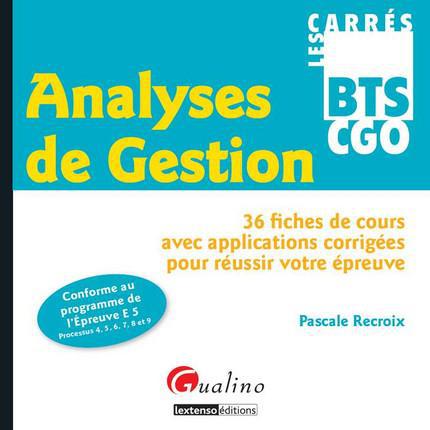 CARRES BTS - GGO - ANALYSES DE GESTION - EPREUVE 5