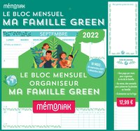 LE BLOC MENSUEL ORGANISEUR MA FAMILLE GREEN MEMONIAK 2021-2022  A AIMANTER SUR LE FRIGO