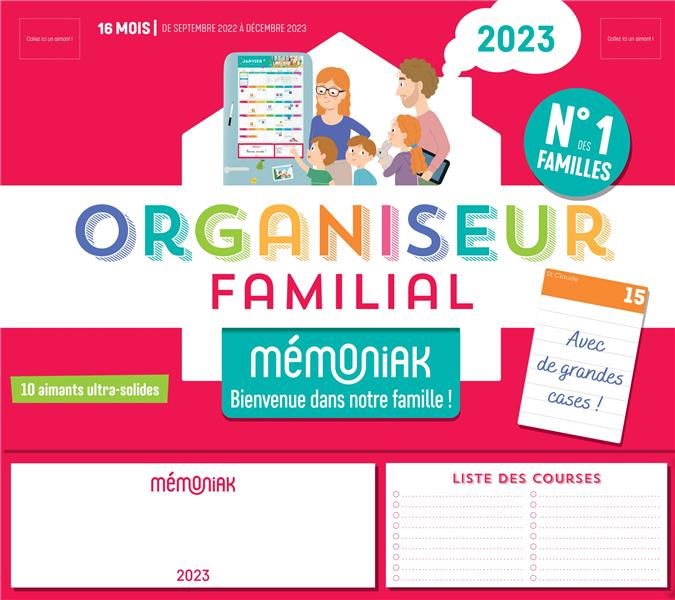 Organiseur familial memoniak 2023, calendrier organisation familial mensuel (sept. 2022- dec. 2023)