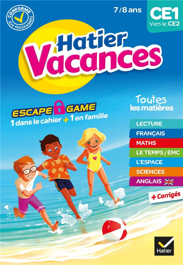 Cahier de vacances 2023 du ce1 vers le ce2 7/8 ans - pour reviser son annee dans toutes les matieres