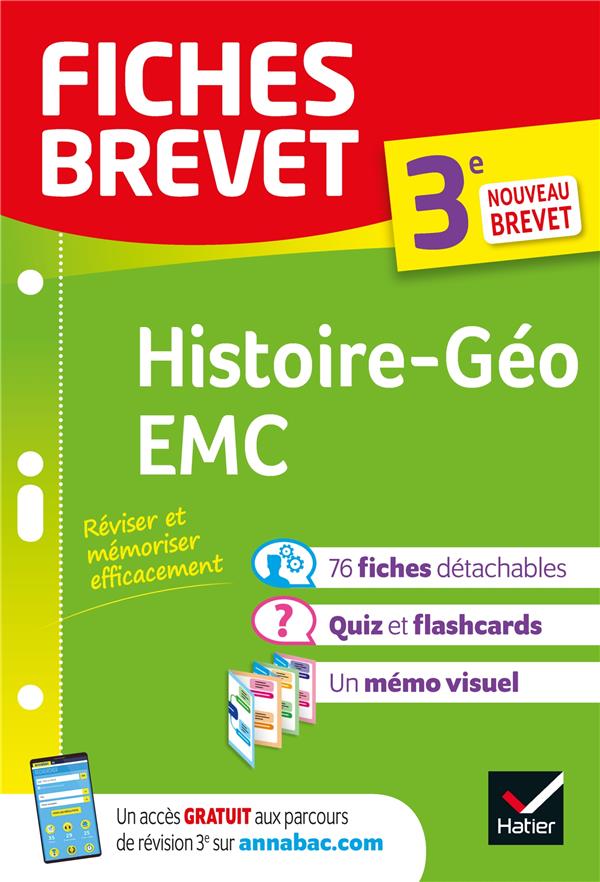 Fiches brevet histoire-geographie emc 3e - brevet 2023 - fiches de revision & quiz