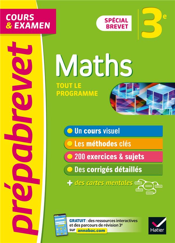 Prepabrevet maths 3e brevet 2022 - cours, methodes et entrainement