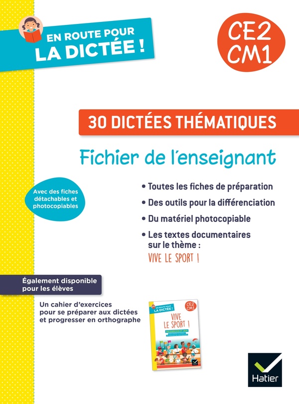 En route pour la dictee ce2-cm1 ! vive le sport ! ed. 2024 - fichier de l'enseignant