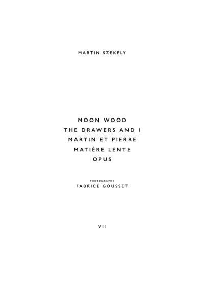 MOON WOOD, THE DRAWERS AND I, MATIERE LENTE, MARTIN ET PIERRE, OPUS
