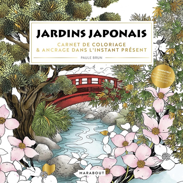 Jardins japonais - la serenite des paysages nippons a colorier