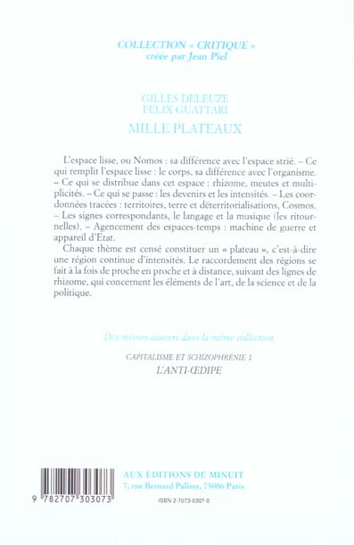 1000 plateaux capitalisme et schizophrenie 1
