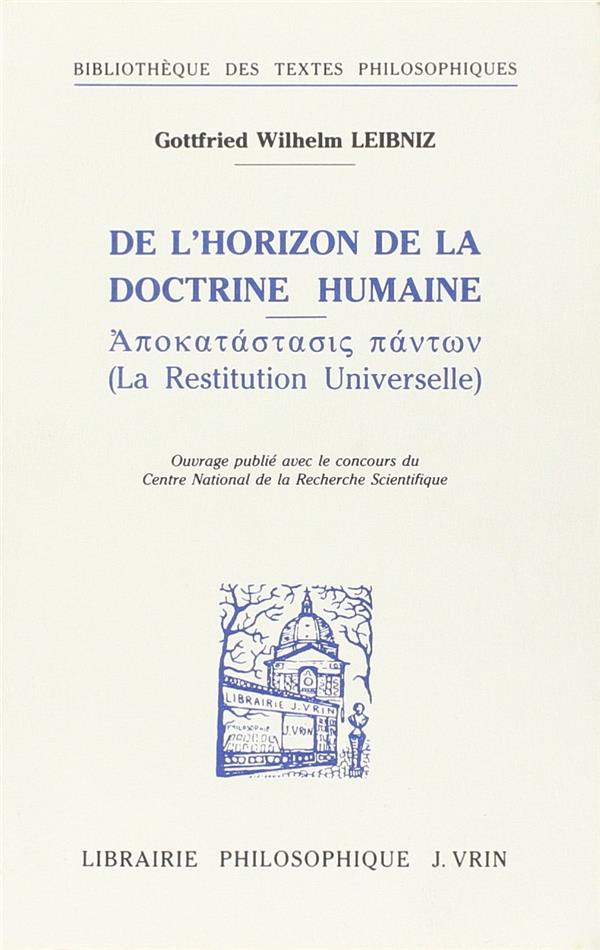 DE L'HORIZON DE LA DOCTRINE HUMAINE LA RESTITUTION UNIVERSELLE