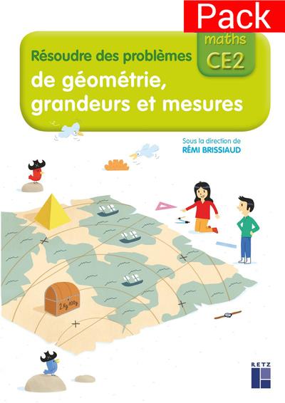 Pack de 10 - cahier resoudre des problemes de geometrie, grandeurs et mesures ce2