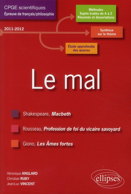 LE MAL. MACBETH, WILLIAM SHAKESPEARE - PROFESSION DE FOI DU VICAIRE SAVOYARD, JEAN-JACQUES ROUSSEAU