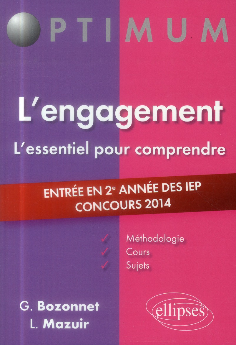 L ENGAGEMENT - ENTREE EN 2E ANNEE DES IEP - CONCOURS 2014