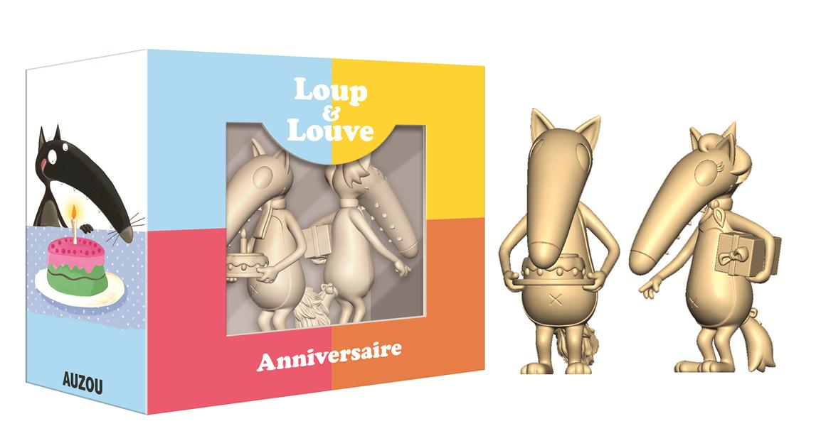 Figurines loup et louve - special anniversaire