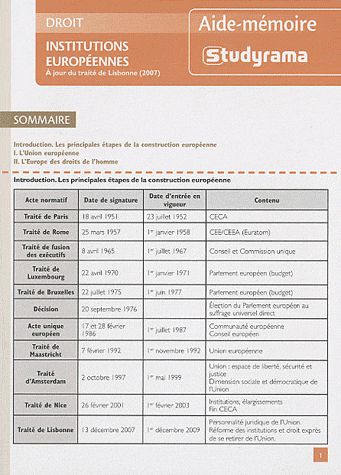 INSTITUTIONS EUROPEENNES