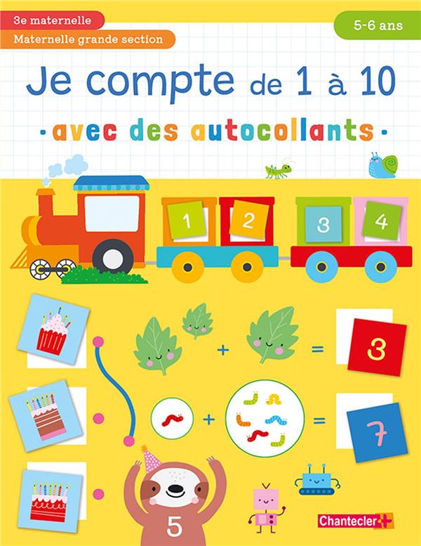 JE COMPTE DE 1 A 10 AVEC DES AUTOCOLLANTS (5-6 A.)