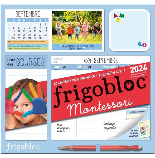 Frigobloc hebdomadaire 2024 montessori (de sept. 2023 a dec. 2024
