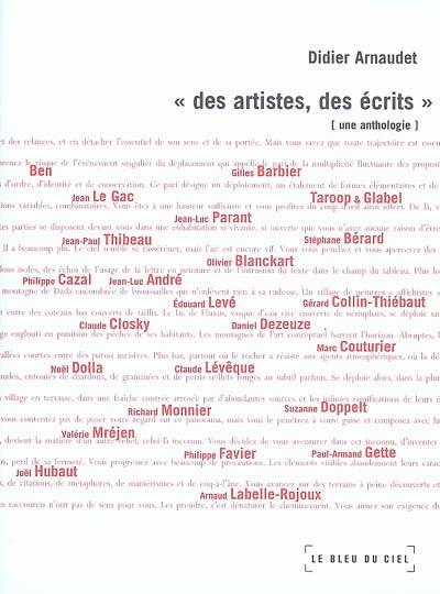 "DES ARTISTES, DES ECRITS", UNE ANTHOLOGIE