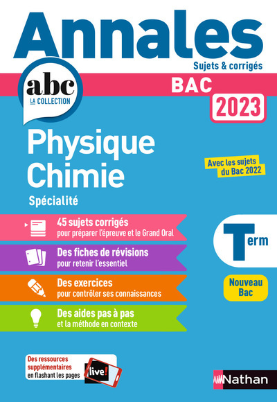 Le Livre Scolaire Physique Chimie Corrigé ANNALES BAC 2023 PHYSIQUE CHIMIE TERMINALE - CORRIGE | LE MARAIS DU LIVRE