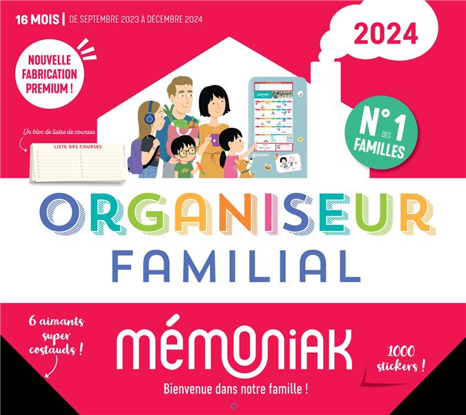 Le Bloc mensuel organiseur familial Mémoniak 2024, calendrier (sept. 2023 -  déc. 2024) - Nesk - Le Bateau Livre