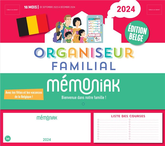 Mémoniak : Organiseur familial Mémoniak 2024, calendrier familial mensuel  (sept. 2023- déc. 2024) - Éditions 365