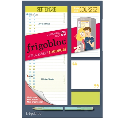 MINI FRIGOBLOC MENSUEL 2022 - CALENDRIER D'ORGA. FAMILIALE 12 MOIS