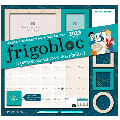 Frigobloc Mensuel 2023 Déco bleu (de janv. à déc. 2023) - édition limitée -  Calendrier d'organisation familiale - XXX - Librairie L'Armitière