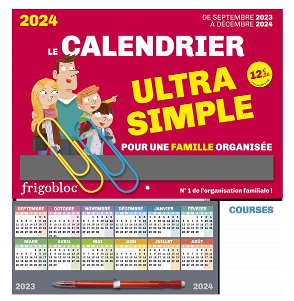 Frigobloc Hebdomadaire 2024 - Calendrier d'organisation familiale / sem (de  sept. 2023 à déc. 2024) - Playbac