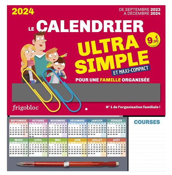 Frigobloc Mensuel 2024 - Calendrier d'organisation familiale / mois (de  sept. 2023 à déc. 2024): Collectif: 9782809683301: : Books
