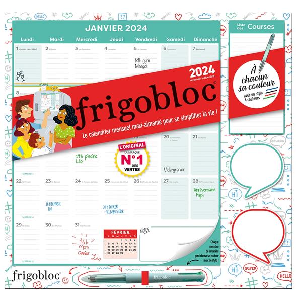 Frigobloc Hebdomadaire 2024 - Calendrier d'organisation familiale